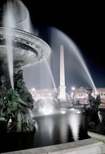 View of the fountain made by Jacques Ignace Hittorff and the obelisque of Place de la View of the fountain made by Jacques Ignace Hittorff and the obelisque of Place de la