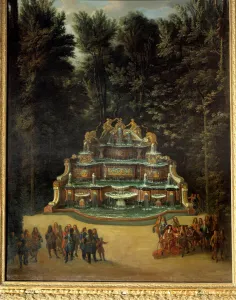 View of the fountain of the Water Buffet in the gardens of the Grand Trianon in 1713 View of the fountain of the Water Buffet in the gardens of the Grand Trianon in 1713