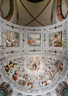 View of the frescoes with the Assumption of Mary, the Nativity, Coronation, and Purification of Mary