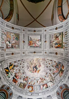 View of the frescoes with the Assumption of Mary, the Nativity, Coronation, and Purification of Mary View of the frescoes with the Assumption of Mary, the Nativity, Coronation, and Purification of Mary