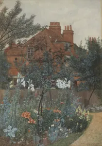 View of a garden in Bedford Park, 1885 (w/c on paper) View of a garden in Bedford Park, 1885 (w/c on paper)
