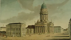 View of the Gendarmenmarkt with the French playhouse and cathedral, Berlin, 1788 View of the Gendarmenmarkt with the French playhouse and cathedral, Berlin, 1788