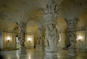 View of the Grand Hall of the Palace of Belvedere, 1716 (photography)