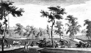 A View from the Grecian Temple to Lord Cobhams Pillar, Stowe House Gardens A View from the Grecian Temple to Lord Cobhams Pillar, Stowe House Gardens