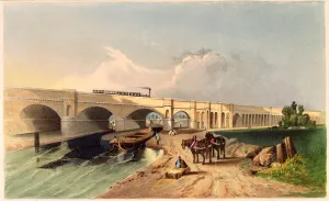 View of the Greenwich Railway Viaduct at Deptford, 1836 (colour litho) View of the Greenwich Railway Viaduct at Deptford, 1836 (colour litho)