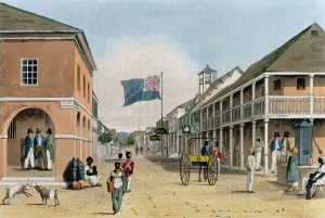 King Street Gallery: View of Harbour Street, Kingston, Jamaica, from A Picturesque Tour of the Island of