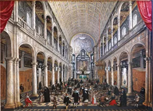 Flemish Region Gallery: View of the interior of the Church of the Jesuites in Antwerp (oil on wood, 17th century)
