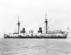 View of the ironclad battleship HMS Inflexible (launched 1876 View of the ironclad battleship HMS Inflexible (launched 1876
