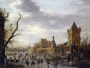 A View of Kasteel Batestein Vianen, in Winter with a Gentleman A View of Kasteel Batestein Vianen, in Winter with a Gentleman