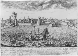 View of La Rochelle (engraving) (b/w photo) View of La Rochelle (engraving) (b/w photo)