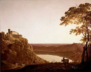 View of Lake Nemi at dusk Painting by Joseph Wright dit Wright of Derby (1734-1797) View of Lake Nemi at dusk Painting by Joseph Wright dit Wright of Derby (1734-1797)