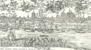 View of life on the river Rhine in Cologne, 1531 (engraving) View of life on the river Rhine in Cologne, 1531 (engraving)