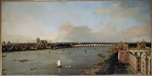 View of London and the Thames in the 18th century Painting by Antonio Canal known as View of London and the Thames in the 18th century Painting by Antonio Canal known as