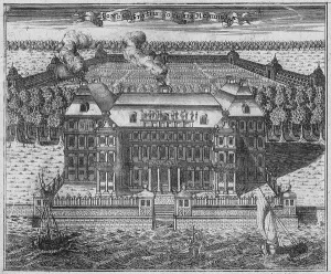 View of Menshikovs Palace on Vasilievsky Island, 1717 (etching) View of Menshikovs Palace on Vasilievsky Island, 1717 (etching)