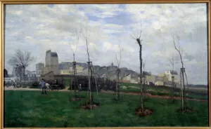 View of Montmartre taken from the flower city at the Batignolles Painting by Alfred View of Montmartre taken from the flower city at the Batignolles Painting by Alfred
