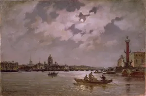 View of the Neva and the Admiralteyskaya Embankment by Moonlight, 1882 (oil on canvas) View of the Neva and the Admiralteyskaya Embankment by Moonlight, 1882 (oil on canvas)
