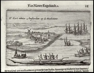 View of New Amsterdam, 1626-28 (copper engraving) View of New Amsterdam, 1626-28 (copper engraving)