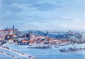 View of New Town, Prague, after 1820 (coloured engraving) View of New Town, Prague, after 1820 (coloured engraving)