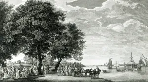 View of the North side of the Virginia river near Manour Lodge (engraving) (b/w photo) View of the North side of the Virginia river near Manour Lodge (engraving) (b/w photo)