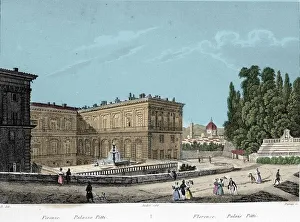 View of Pitti Palace in Florence. 19th century View of Pitti Palace in Florence. 19th century