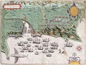 Maps Collection: View-Plan of Santiago, Cape Verde Islands, Showing Sir Francis Drake