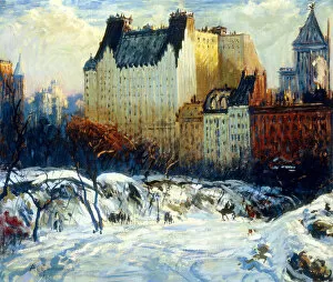 Arthur Clifton Goodwin Gallery: A View of the Plaza from Central Park, (oil on canvas)