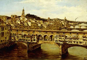 A View of the Ponte Vecchio, Florence, (oil on panel) A View of the Ponte Vecchio, Florence, (oil on panel)