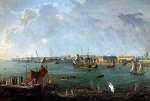 View of the port of Lorient in the 18th century Detail of a painting by Jean Francois Hue View of the port of Lorient in the 18th century Detail of a painting by Jean Francois Hue