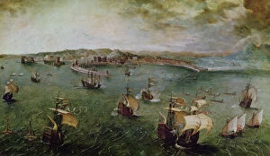 Rome Collection: View of the Port of Naples, c. 1550-69 (oil on panel)