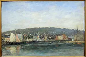 View of the port of Trouville Painting by Eugene Louis Boudin (1824-1898), 19th century View of the port of Trouville Painting by Eugene Louis Boudin (1824-1898), 19th century