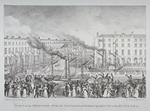 View of the proposed steam navigation dock at the mouth of the River Lea, c.1835 (litho) View of the proposed steam navigation dock at the mouth of the River Lea, c.1835 (litho)