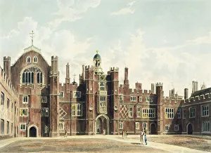 View of the Quadrangle at Hampton Court Palace from Pyne's Royal Residences' View of the Quadrangle at Hampton Court Palace from Pyne's Royal Residences'