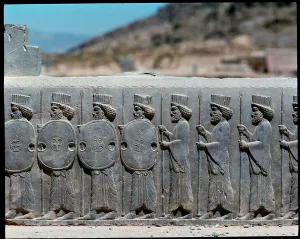 View of the reliefs of northern stairs: persian soldiers View of the reliefs of northern stairs: persian soldiers