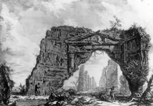 View of the ruined portico of the Villa dei Sette Bassi, from the Views of Rome series, c View of the ruined portico of the Villa dei Sette Bassi, from the Views of Rome series, c