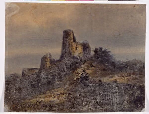 View of the ruins of the castle of Arques la Bataille (Arques-la-Bataille) Drawing by Victor Hugo (1802-1885)