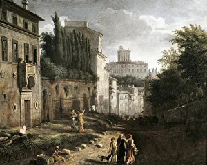 View of the San Bonaventura street in Palatine hill in Rome (Painting, 18th century) View of the San Bonaventura street in Palatine hill in Rome (Painting, 18th century)