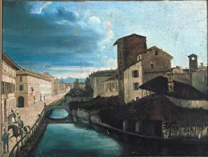 View of San Gerolamo canal in Milan(oil on wood, 19th century) View of San Gerolamo canal in Milan(oil on wood, 19th century)