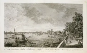 A View from Somerset Gardens to Westminster Bridge, engraved by Johann Sebastian Mueller A View from Somerset Gardens to Westminster Bridge, engraved by Johann Sebastian Mueller