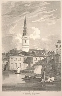 View of St. Brides Church, taken from the River Thames, engraved by Matthews View of St. Brides Church, taken from the River Thames, engraved by Matthews