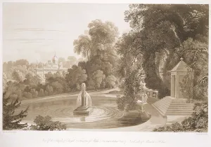 View of the Temple of Suryah and the Fountain of Mahah Doo with a distant view of View of the Temple of Suryah and the Fountain of Mahah Doo with a distant view of