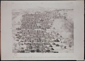 View of part of the town of Timbuktu from a hill, illustration from Journal View of part of the town of Timbuktu from a hill, illustration from Journal