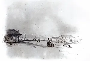 View of Valparaiso, 1834 (pencil & w/c on paper) (b/w photo) View of Valparaiso, 1834 (pencil & w/c on paper) (b/w photo)
