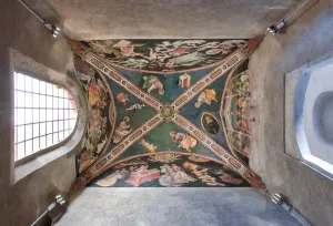 View of the vault with fresco representing the four Evangelists, the three faced Trinity and the Tree of Life View of the vault with fresco representing the four Evangelists, the three faced Trinity and the Tree of Life