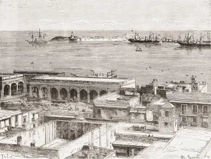 View of Veracruz and the San Juan de Ulua fort, Mexico (engraving) View of Veracruz and the San Juan de Ulua fort, Mexico (engraving)