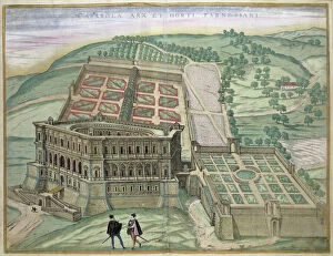 View of the Villa Farnese and the Gardens, from Civitates Orbis Terrarum'