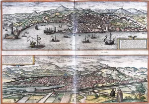 Views of Genes (Genua) and Florence (Florentia), Italy (etching, 1572-1617) Views of Genes (Genua) and Florence (Florentia), Italy (etching, 1572-1617)