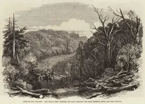 Views in New Zealand, the Devil's Nest, showing the Road through the Bush between Drury and the Waikato (engraving) Views in New Zealand, the Devil's Nest, showing the Road through the Bush between Drury and the Waikato (engraving)