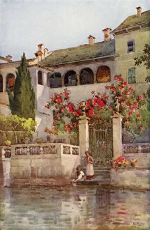 Ella Du Cane Gallery: A Villa Garden, Lago d Orta (colour litho)