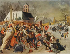 Old Master Paintings Gallery: A Village Brawl (oil on panel)