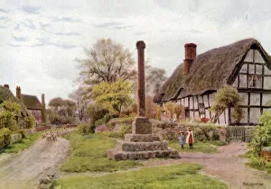 Village Cross, Ashton-under-Hill, Gloucester (colour litho) Village Cross, Ashton-under-Hill, Gloucester (colour litho)